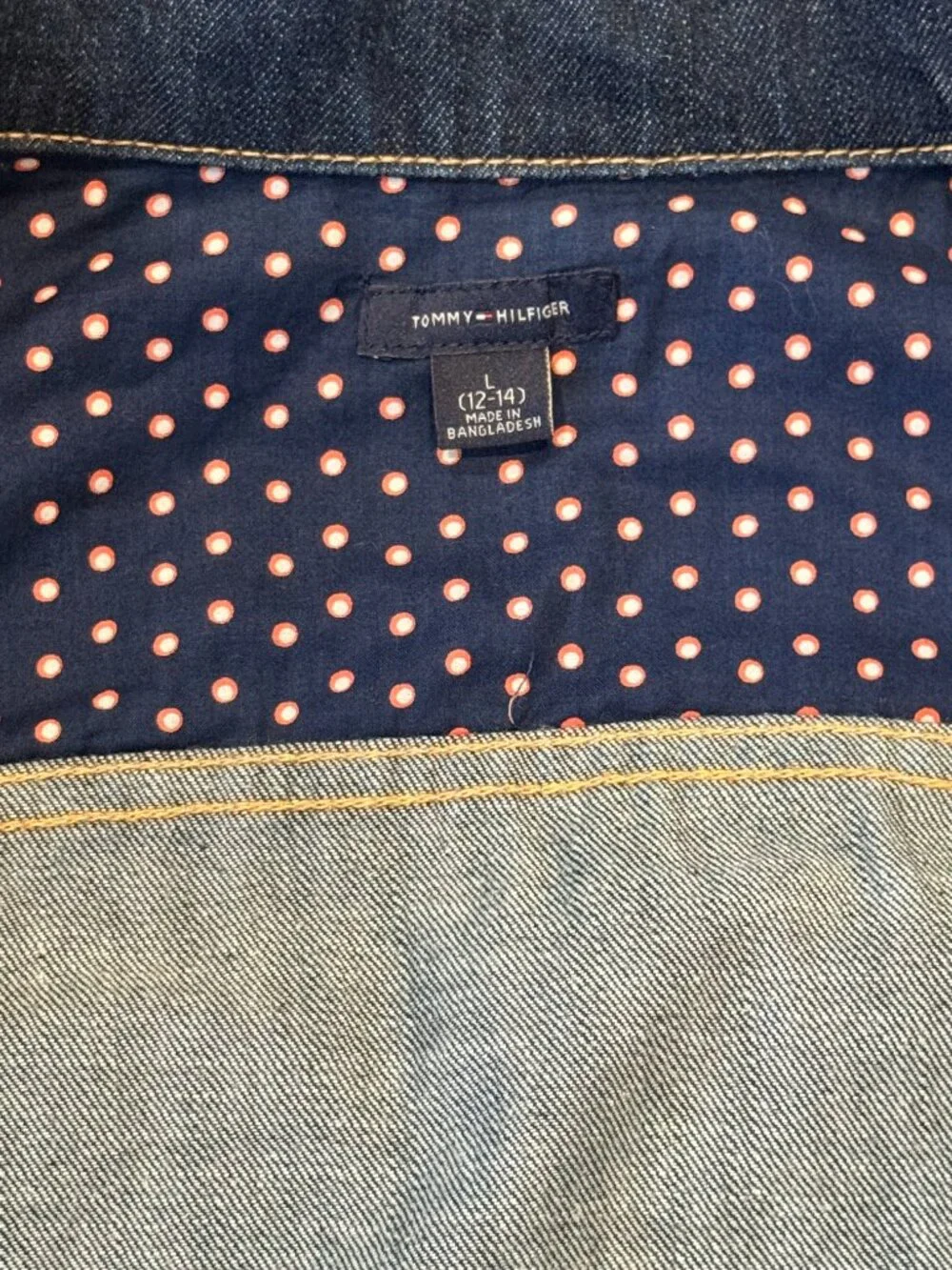 New Tommy Hilfiger girls' youth large 12/14 dark blue denim jacket MSRP $90